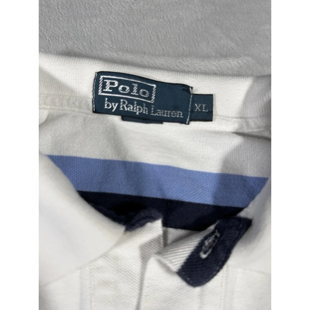 CLASSIC‎ POLO RALPH LAUREN STRIPED POLO SHIRT WHITE BLUE MENS XL